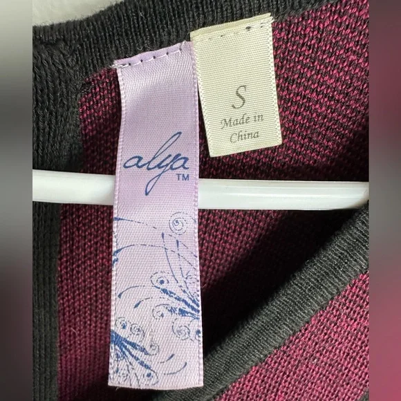 Alya Black and Pink/Red Mini Geometric Knit Dress Size Small - Picture 3 of 5